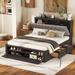 Queen Size Platform Bed with Storage Headboard, Shoe Rack and 4 Drawers