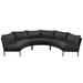 Patio Furniture Set, 3 Piece Outdoor Half Moon Curved Sofa Set, All Weather Rattan Sectional Sofa with Cushions, Grey