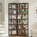 7 Tier Corner Bookshelf, Large Industrial Corner Bookcase Corner Shelf