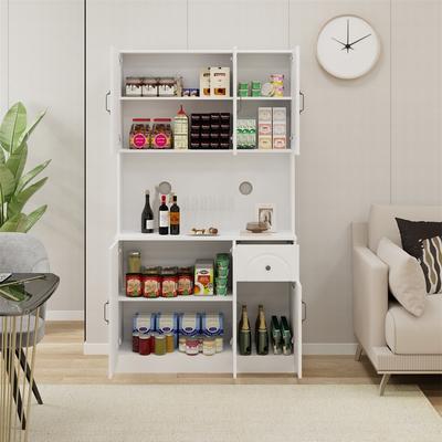 Kitchen Pantry Storage Cabinet with Microwave Oven Countertop