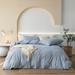 100% Washed Cotton Duvet Cover Set Comfy Simple Soft Textured Durable Linen Feel Bedding for All Seasons King
