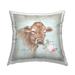 Stupell Traditional Farm Cow Rustic Pink Rose Blossom Printed Outdoor Throw Pillow Design by Debi Coules