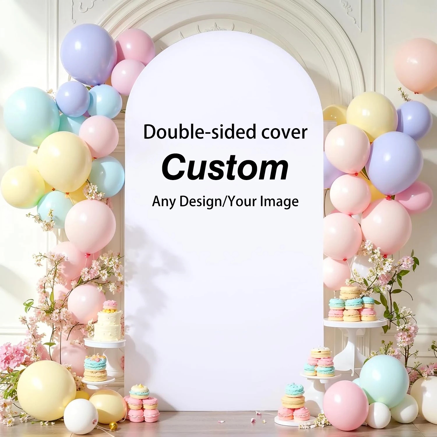 Personalisierte benutzerdefinierte Bogen Hintergrund Abdeckung Fotografie Hintergrund für Baby Dusche Hochzeit Dekor Verlobung Zubehör Geburtstag Party Image