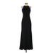 Badgley Mischka Cocktail Dress - Formal Halter Sleeveless: Black Solid Dresses - Women's Size 0