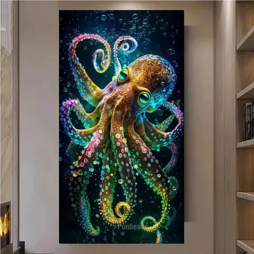 2024 Diamant malerei Octopus DIY Puzzle voller quadratischer/runder Diamant Kunst Mosaik Tier Fisch