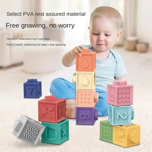 12 Stück Baby Kinder weiche Plastik blöcke bunte Puzzle kann Silikon blöcke bauen Ziegel frühe