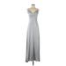 B. Smart Casual Dress - A-Line V Neck Sleeveless: Gray Solid Dresses - Women's Size Small