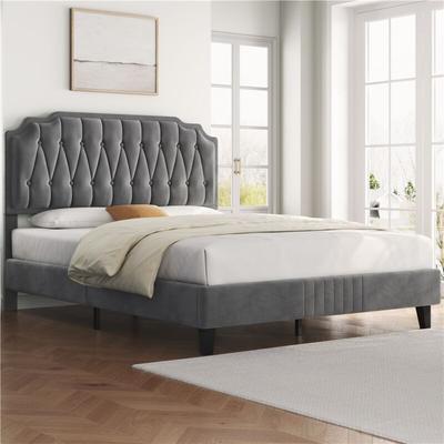 Yaheetech - Polsterbett Doppelbett 140 × 200 cm Stoffbett Jugendbett Gepolstertes Bett mit Image