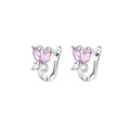 Großhandel Silber Farbe rosa Kristall Schmetterling Ohrring Mode Creolen Ohrring für Kinder Mädchen