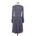 Draper James Casual Dress - A-Line Crew Neck 3/4 sleeves: Blue Print Dresses - Women's Size Medium