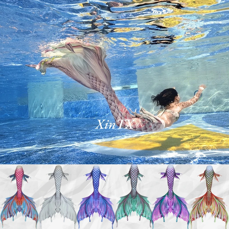 Neueste Frau Meerjungfrau Schwanz zum Schwimmen Erwachsene Schwimm Badeanzug kann Monoflosse für Freitauchen Modell Fotoshooting Strandkleidung hinzufügen Image