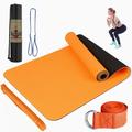 Tapis de yoga bicolore tpe6mm, ensemble de cinq pièces pour le sport, le fitness, les étirements, la ceinture de résistance en latex 2080, livrée avec une sangle de sac à dos