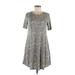 12pm by Mon Ami Casual Dress - A-Line: Gray Floral Dresses - Women's Size Medium