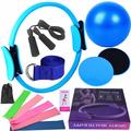 Ensemble de quatorze pièces de balle de yoga, anneau de fitness, pilates, plaque coulissante, anneau élastique en latex, ceinture d'extension, couverture de corde à sauter en caoutchouc