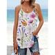 Femme Débardeur Camisole Gilet Floral Casual Imprimer Rose Claire Sans Manches Mode Moderne Col en U Eté