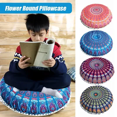 43/80 cm Mandala Muster Boden Kissenbezug Runde Böhmische Meditation Sitzkissen Abdeckung Hocker Image