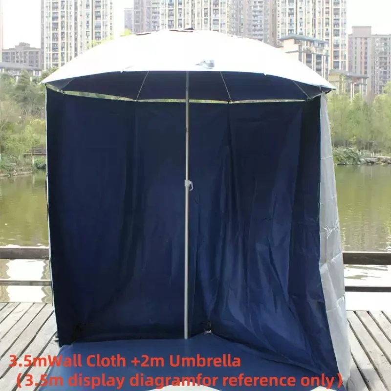 Mit Regendicht Wand Tuch Outdoor Angeln Regenschirm 2m Klapp Kurze Strand Schürze Regenschirm Sonne Schützen Winddicht Markise Universal Image