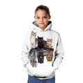 Sweat à capuche Fille Enfants manche longue 3D effet Graphic Animal Chat Bande Vert Enfants Hauts Hiver Automne Actif du quotidien Ecole du quotidien Ample 3-12 ans / Printemps