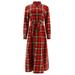 Plaid-pattern Cotton Midi Dress