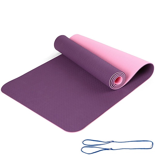 TPE6 mm zweifarbiges Yogamatten-Set mit fünf Teilen für Sport, Fitness, Stretching, Latex 2080, Widerstandsgürtel, wird mit Rucksackgurt geliefert
