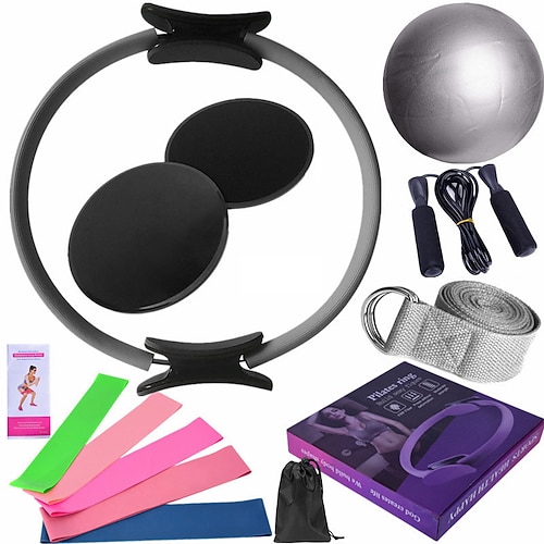 Yoga Ball Vierzehn Teile Set Fitness Pilates Ring Gleitplatte Latex Elastischer Ring Erweiterungsgurt Gummispringseil Abdeckung Weihnachtsgeschenk Image