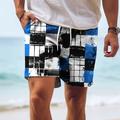 Farbblock-Boardshorts für Herren, Badeshorts, Hawaii-Shorts, Badehose, Kordelzug mit Netzfutter, elastische Taille, Urlaubs-Strandshorts