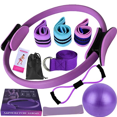 Elfteiliges Yoga-Fitness-Set mit Band, Latex-Seiden-Hüftring, elastischer Latex-Ring, Yoga-Ball-Stretching-Band, Pilates