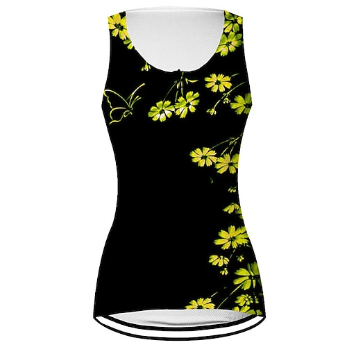 Damen Fahrradweste Radtrikot Grafik Blumenmuster Ärmellos Fahhrad Weste / Gilet Trikot Oberteil mit 3 Gesäßtaschen Mountainbike MTB Straßenradsport Schnelltrocknend Rückentasche Image