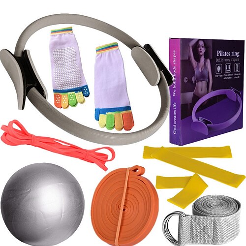 Pilates-Kreis, zehnteiliger Yoga-Ball, Latex-elastischer Ring, Widerstandsgürtel, Stretchband, Yoga-Socken, Fitness-Set