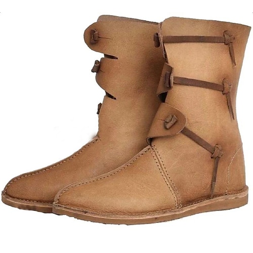 Retro Vintage mittelalterliche Renaissance-Schuhe, flache Jazz-Stiefel, Pirat, Ritter, Ritter, Herren, Unisex, Halloween, Event/Party, Maskerade-Schuhe, ausgefallene mittelalterliche Stiefel Image