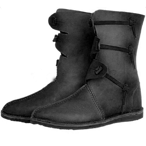 Retro Vintage mittelalterliche Renaissance-Schuhe, flache Jazz-Stiefel, Pirat, Ritter, Ritter, Herren, Unisex, Halloween, Event/Party, Maskerade-Schuhe, ausgefallene mittelalterliche Stiefel Image