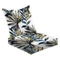 2-Piece Deep Seating Cushion Set Watercolor seamless pattern tropical leaves palms monstera fruit Outdoor Chair Solid Rectangle Patio Cushion Set
