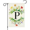 YCHII Monogram Letter C Garden Flag Double Sided Small Vertical Welcome Floral Flower Initial Family Last Name Personalized Home Flag Outdoor Decoration (ONLY FLAG)