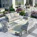 Summit Living 7-Seater Patio Conversation Set Metal Outdoor Furniture with Fixed Chair Sofa Gray
