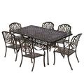 TPHORK 7 Piece Outdoor Patio Dining Set Cast Aluminum Patio Furniture Set for Backyard Garden Deck Poolside 59.06 Rectangular Table and Stackable Chairs for 6 Persons