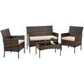 Patio Furniture Set 4 Pieces Outdoor Rattan Chair Wicker Sofa Garden Conversation Bistro Sets for Yard Pool or Backyard