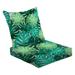 2-Piece Deep Seating Cushion Set Seamless pattern leaves monstera Tropical leaves palm tree Outdoor Chair Solid Rectangle Patio Cushion Set