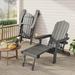 Lofka Patio Adirondack Chair with Adjustable Backrest and Retractable Ottoman Patio Furniture Clearance with Two Cupholders for Lawn Garden Beach Gray
