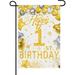 YCHII Happy 15th Birthday Garden Flag 15th Birthday Banner Black Gold Birthday Decoration for Yard Lawn Party Birhtday Gifts