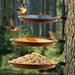 EQWLJWE 3 Bird Trays Tree Mounted for Bird Feeder Bird Bath Bowl Bird Feeder Trays with Sturdy Metal for Ring Installed on Wooden Fences Trees for Balconies and Terraces Brown