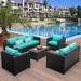 Patio Furniture Sofa Set Outdoor Wicker Sectional Couch with Storage Table No-Slip Cushions Furniture Covers Grey