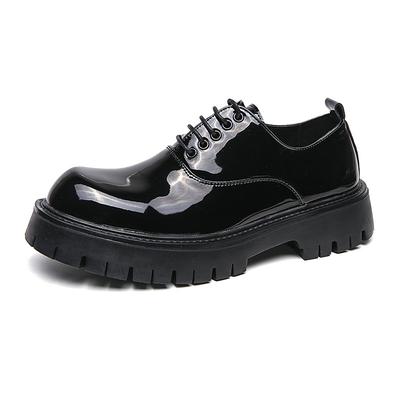 Men's Oxfords Casual Shoes Derby Shoes Lug Sole Casual British Daily Office Career PU Slip Resistant Lace-up Bright Black Black Spring Fall