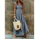 Women's Plaid Dress Casual Dress Slip Dress Plaid Ruffle Backless Spaghetti Strap Long Dress Maxi Dress Vacation Sleeveless Summer