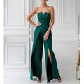 Jumpsuits Wedding Guest Dresses Elegant Dress Formal Wedding Reception Floor Length Sleeveless Strapless Stretch Crepe with Ruched 2024