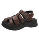Women's Sandals Gladiator Sandals Roman Sandals Fisherman Sandals Outdoor Daily Chunky Heel Closed Toe Casual Comfort PU Silver Black Brown
