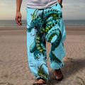 Dragon Beach Pants Mens Graphic Summer Daily Holiday Black Trousers Drawstring Elastic Waist 3D Print Animal Prints Comfort Casual Streetwear