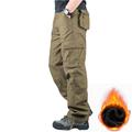 Men's Cargo Pants Fleece Pants Work Pants Pocket Multi Pocket High Rise Solid Colored Wearable Outdoor Calf-Length Outdoor Casual Classic Big and Tall Loose Fit Army Yellow Black High Waist Inelastic