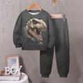 Boys 3D Dinosaur Sweatshirt Pants Set Long Sleeve 3D Printing Fall Winter Active Fashion Cool Polyester Kids 3-12 Years Crew Neck Outdoor Street Vacation Regular Fit