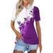 Dorkasm Womenâ€™s Short Sleeve Polo Shirt Performance Golf Polo Shirt Active Top Floral Printed Tee Shirt Purple S