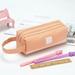 Dopebox Portable Large-capacity Double-layer Pencil Case Solid Color Pencil Case Large Capacity Handle Double Pencil Case Multi Function Pencil Case Fabric Pencil Case Art Pencil Case (Pink)